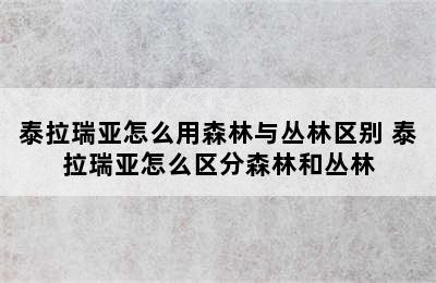 泰拉瑞亚怎么用森林与丛林区别 泰拉瑞亚怎么区分森林和丛林